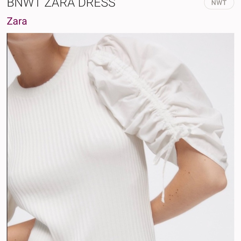 Zara White Ribbed Dress - Picture 9 of 9